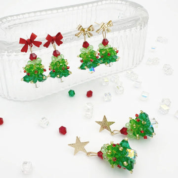 DAIIIBABYYY  -  2024 New Hot Sales Green Crystal Christmas Tree Earrings For Women&Girls Luxury Exquistie Charm Earrings Christmas Holiday Gift